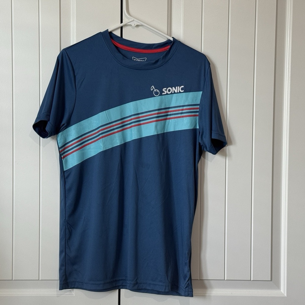 Sonic Drive In Employee Shirt Adult S‎ Blue Short Sleeve Graphic Logo Pullover